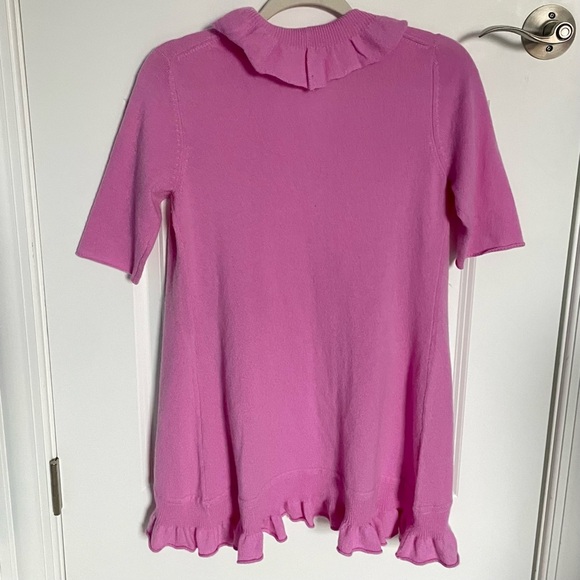 Neiman Marcus Cashmere Purple Pink Ruffled Cardigan Sweater 35056 - Picture 7 of 13